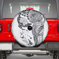 Hawaiian Manta Ray Tribal Spare Tire Cover Polynesian Art Motifs White Color LT03 - Polynesian Pride