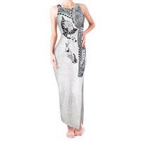 Hawaiian Manta Ray Tribal Tank Maxi Dress Polynesian Art Motifs White Color LT03 Women White - Polynesian Pride