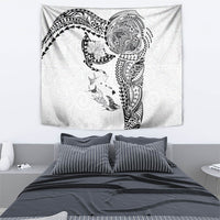 Hawaiian Manta Ray Tribal Tapestry Polynesian Art Motifs White Color LT03 - Polynesian Pride