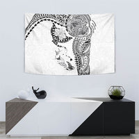 Hawaiian Manta Ray Tribal Tapestry Polynesian Art Motifs White Color LT03 - Polynesian Pride