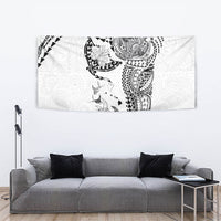 Hawaiian Manta Ray Tribal Tapestry Polynesian Art Motifs White Color LT03 - Polynesian Pride