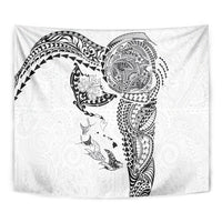 Hawaiian Manta Ray Tribal Tapestry Polynesian Art Motifs White Color LT03 - Polynesian Pride