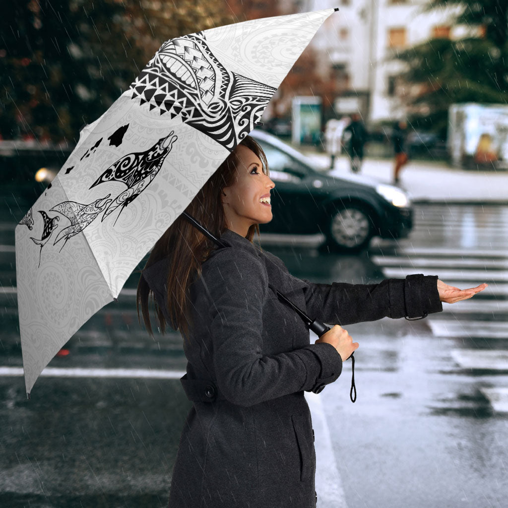 Hawaiian Manta Ray Tribal Umbrella Polynesian Art Motifs White Color