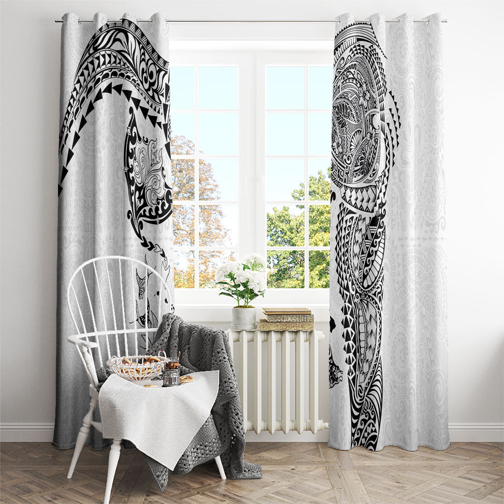 Hawaiian Manta Ray Tribal Window Curtain Polynesian Art Motifs White Color