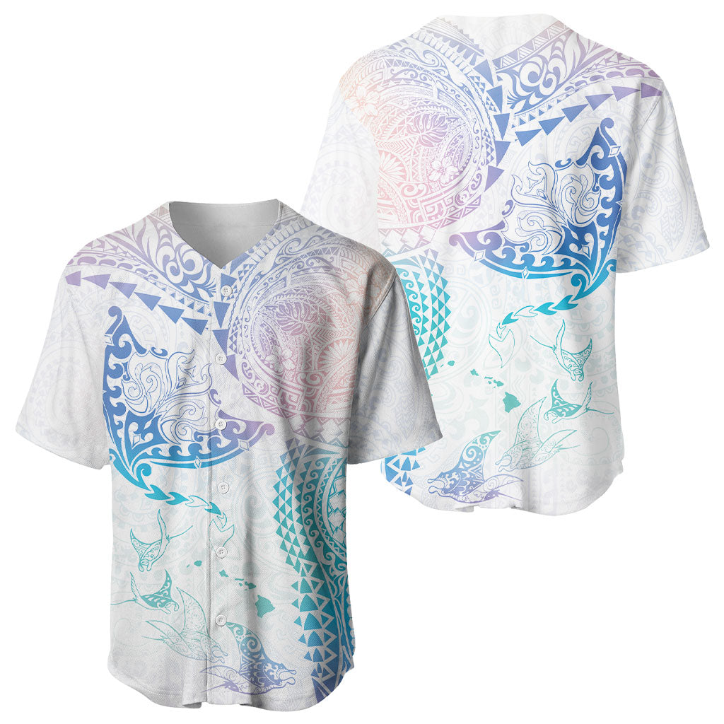 Hawaiian Manta Ray Tribal Baseball Jersey Polynesian Art Motifs Sweet Pastel