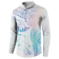 Hawaiian Manta Ray Tribal Button Sweatshirt Polynesian Art Motifs Sweet Pastel LT03 - Polynesian Pride