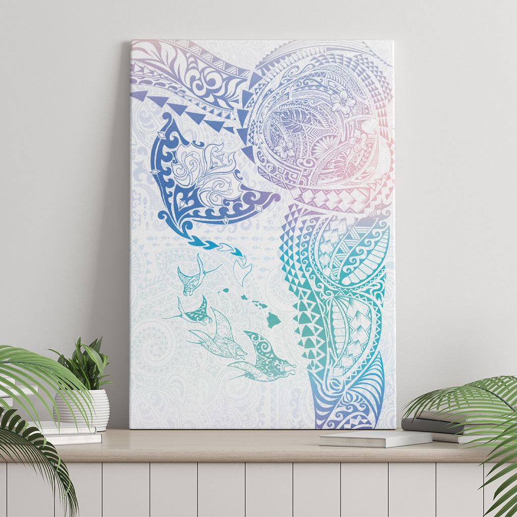 Hawaiian Manta Ray Tribal Canvas Wall Art Polynesian Art Motifs Sweet Pastel