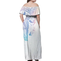 Hawaiian Manta Ray Tribal Family Matching Off Shoulder Maxi Dress and Hawaiian Shirt Polynesian Art Motifs Sweet Pastel LT03 - Polynesian Pride