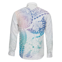Hawaiian Manta Ray Tribal Family Matching Off Shoulder Short Dress and Hawaiian Shirt Polynesian Art Motifs Sweet Pastel LT03 - Polynesian Pride