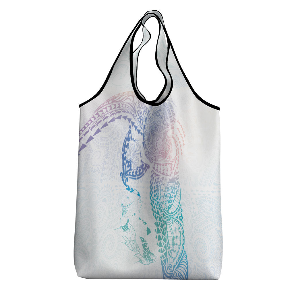 Hawaiian Manta Ray Tribal Grocery Bag Polynesian Art Motifs Sweet Pastel LT03 - Polynesian Pride