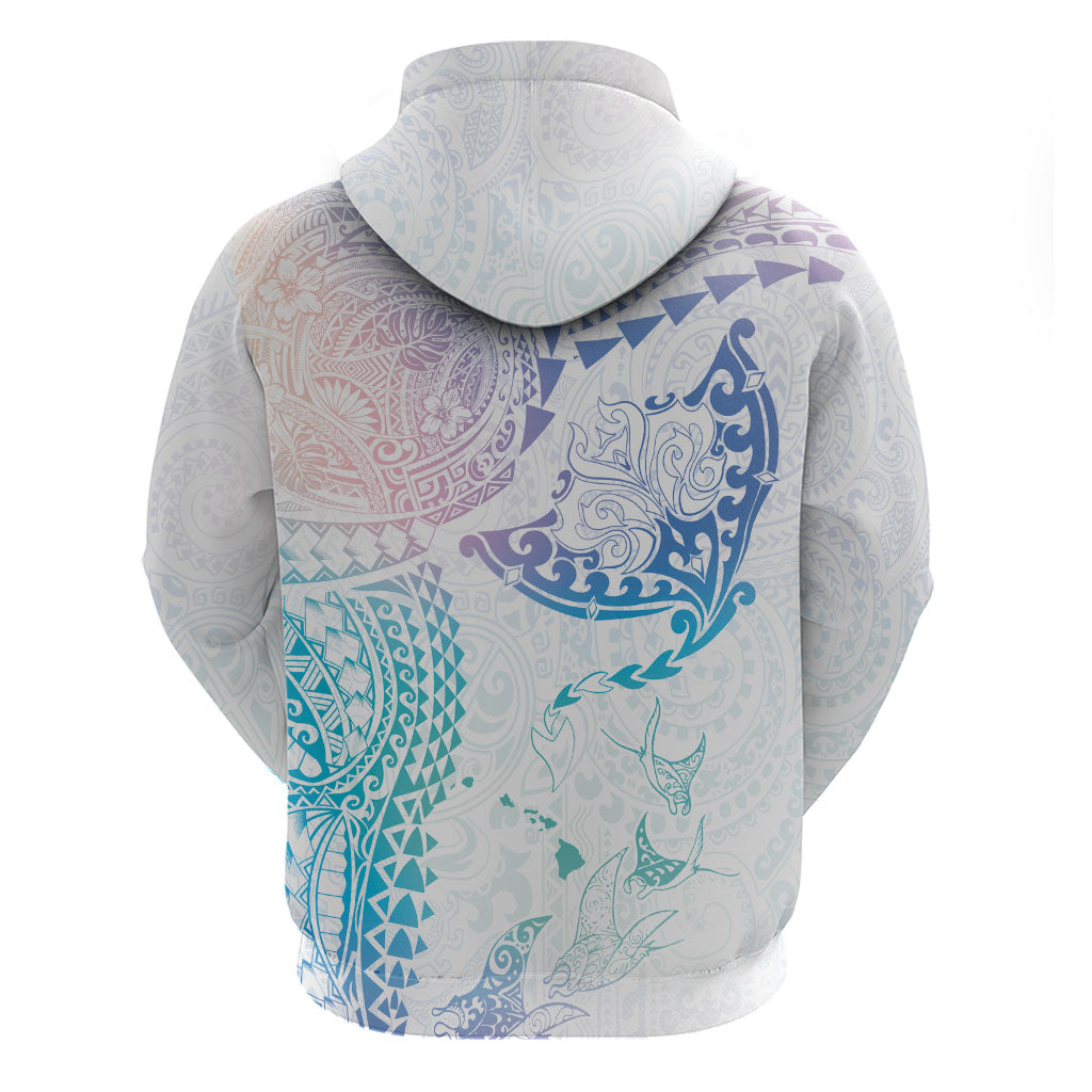 Hawaiian Manta Ray Tribal Hoodie Polynesian Art Motifs Sweet Pastel LT03 - Polynesian Pride