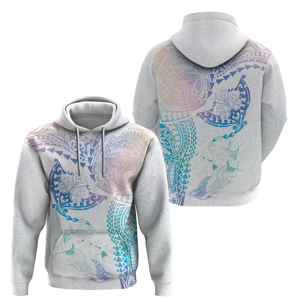 Hawaiian Manta Ray Tribal Hoodie Polynesian Art Motifs Sweet Pastel LT03 - Polynesian Pride