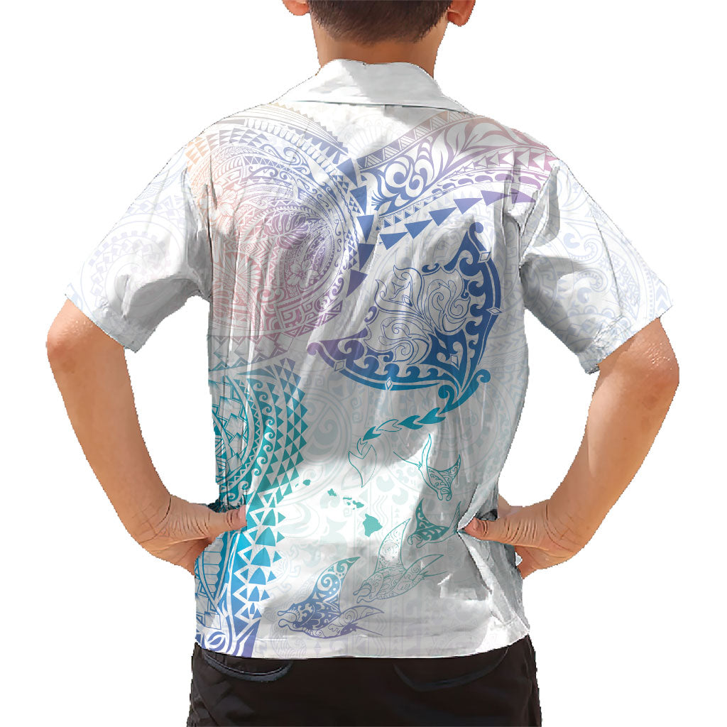Hawaiian Manta Ray Tribal Kid Hawaiian Shirt Polynesian Art Motifs Sweet Pastel LT03 - Polynesian Pride
