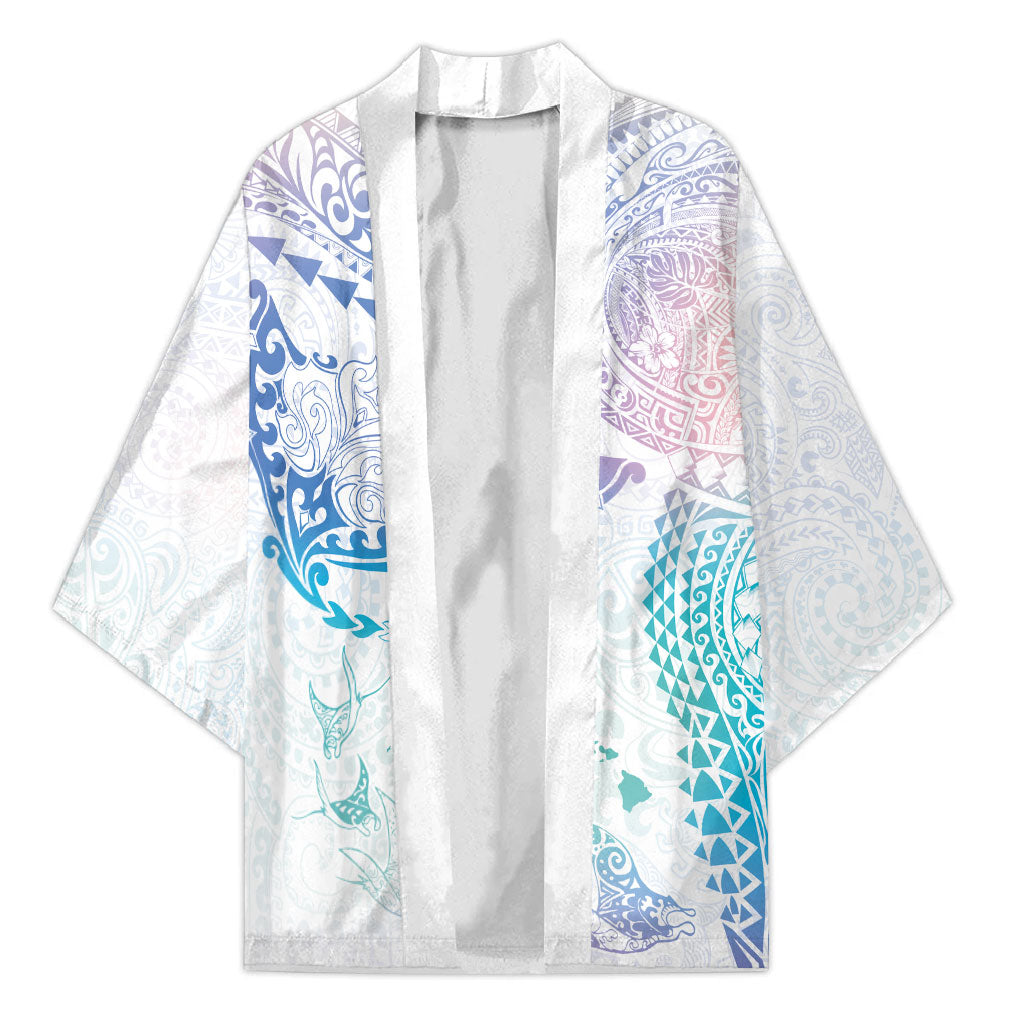 Hawaiian Manta Ray Tribal Kimono Polynesian Art Motifs Sweet Pastel LT03 Unisex Multicolor - Polynesian Pride