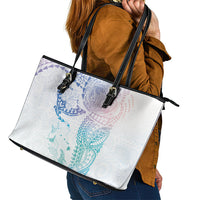 Hawaiian Manta Ray Tribal Leather Tote Bag Polynesian Art Motifs Sweet Pastel LT03 - Polynesian Pride