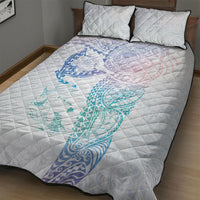 Hawaiian Manta Ray Tribal Quilt Bed Set Polynesian Art Motifs Sweet Pastel