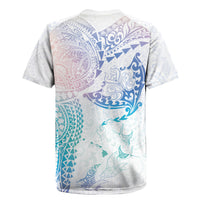 Hawaiian Manta Ray Tribal Rugby Jersey Polynesian Art Motifs Sweet Pastel LT03 - Polynesian Pride