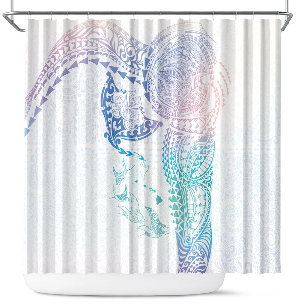 Hawaiian Manta Ray Tribal Shower Curtain Polynesian Art Motifs Sweet Pastel LT03 Multicolor - Polynesian Pride