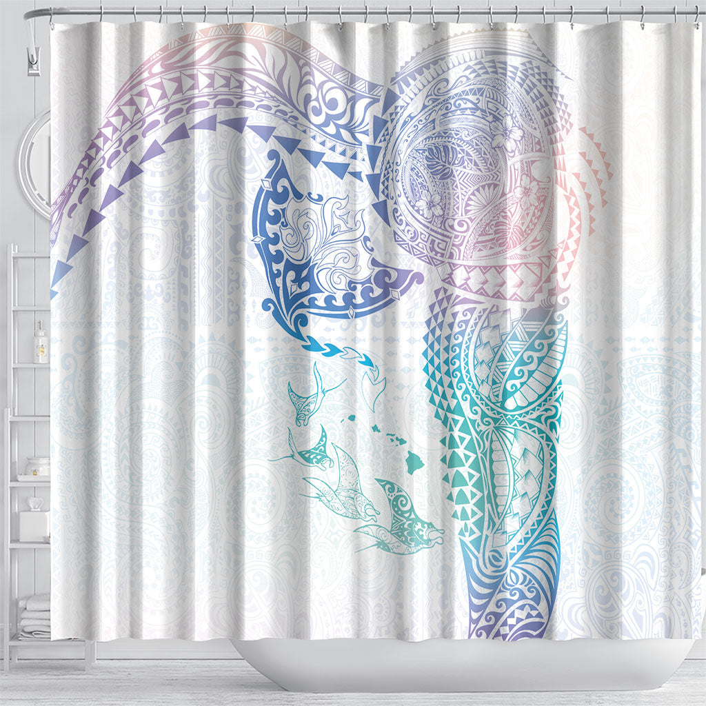 Hawaiian Manta Ray Tribal Shower Curtain Polynesian Art Motifs Sweet Pastel LT03 - Polynesian Pride