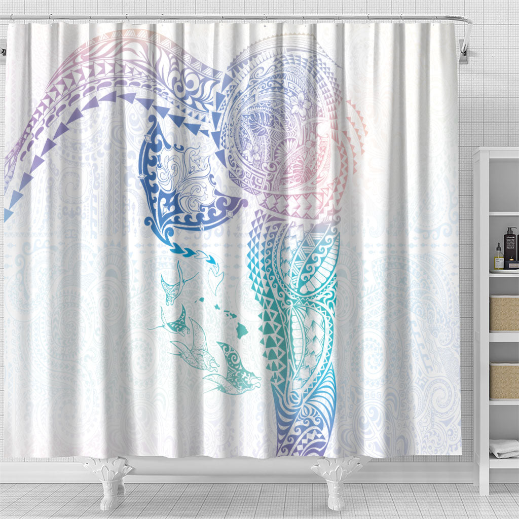 Hawaiian Manta Ray Tribal Shower Curtain Polynesian Art Motifs Sweet Pastel LT03 - Polynesian Pride