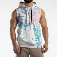 Hawaiian Manta Ray Tribal Sleeveless Hoodie Polynesian Art Motifs Sweet Pastel LT03 - Polynesian Pride