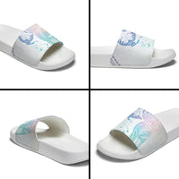 Hawaiian Manta Ray Tribal Slide Sandals Polynesian Art Motifs Sweet Pastel