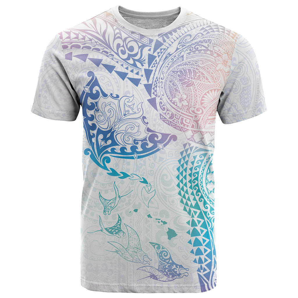 Hawaiian Manta Ray Tribal T Shirt Polynesian Art Motifs Sweet Pastel LT03 Multicolor - Polynesian Pride