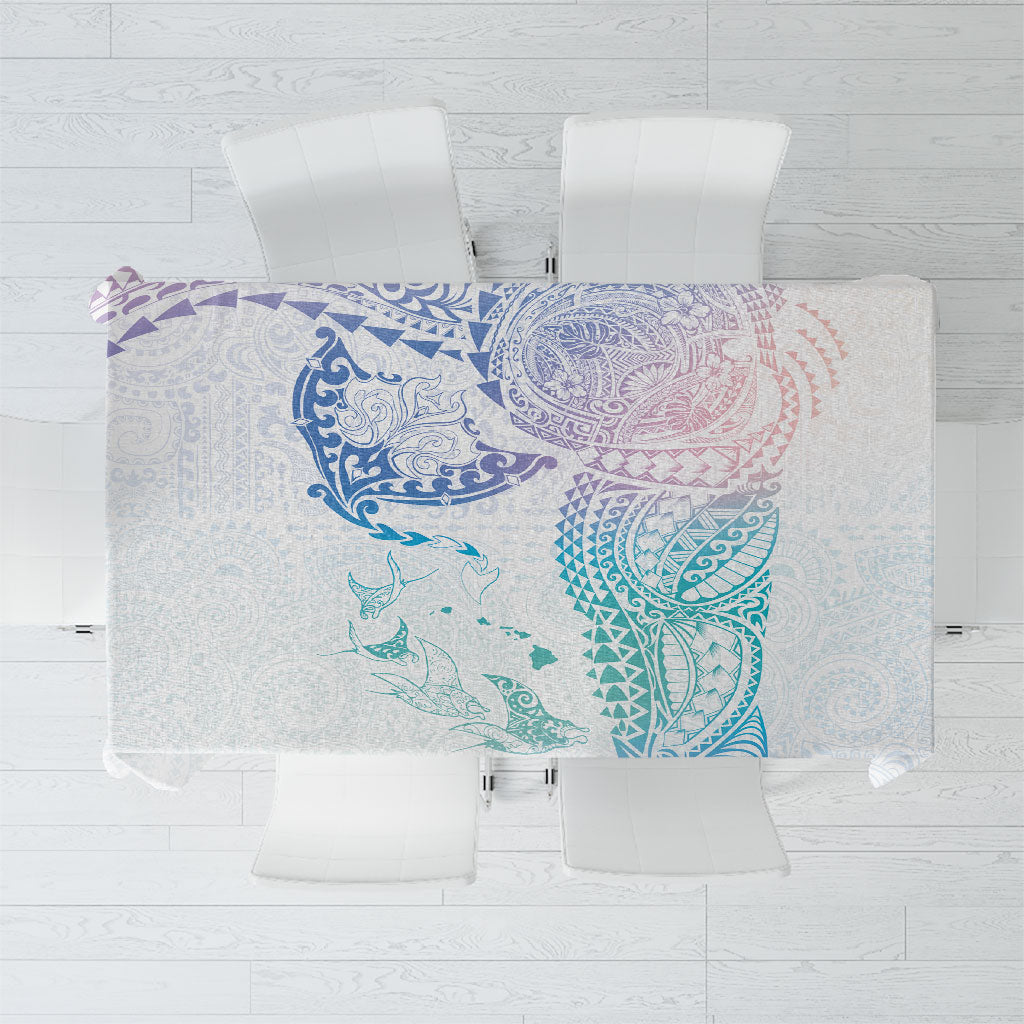 Hawaiian Manta Ray Tribal Tablecloth Polynesian Art Motifs Sweet Pastel