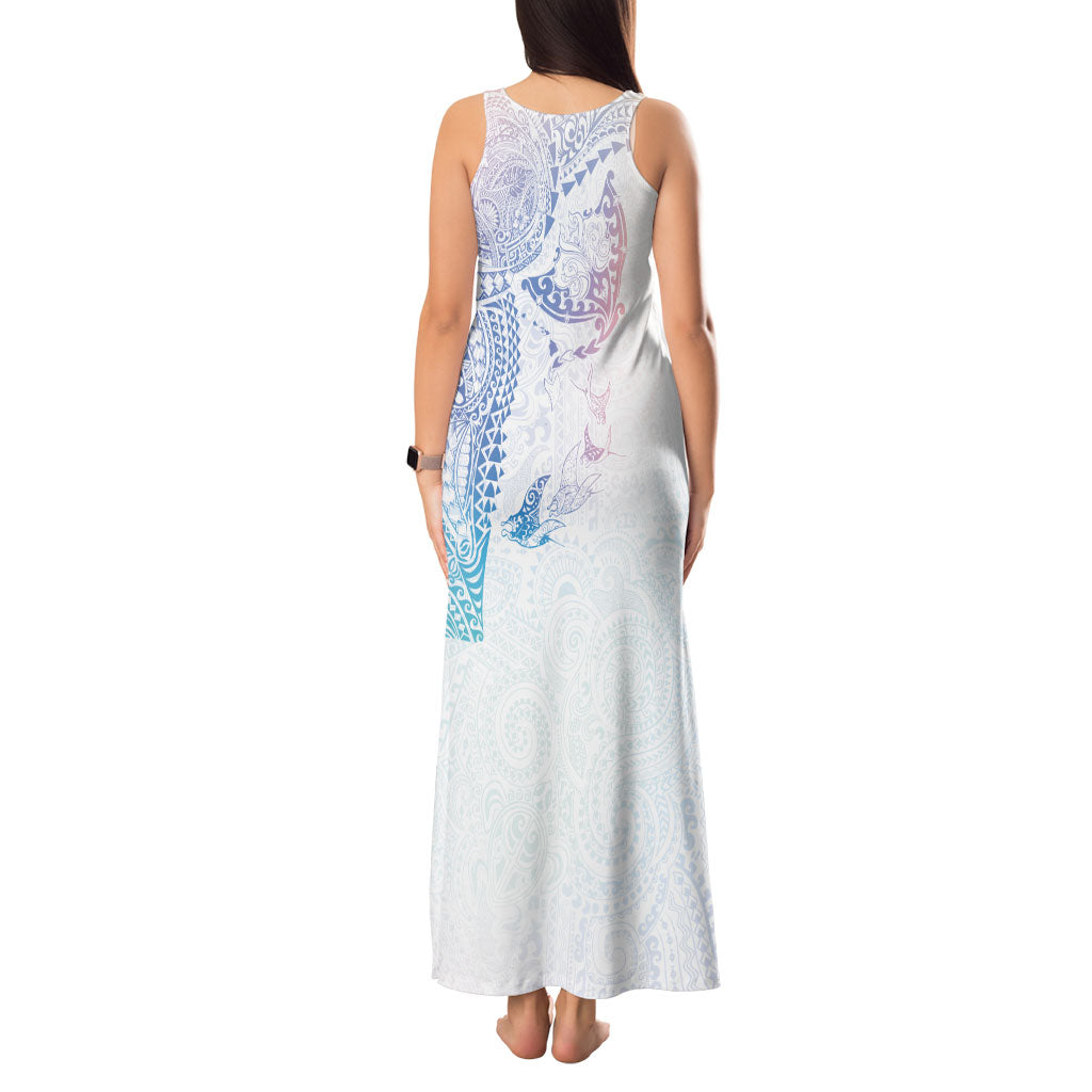 Hawaiian Manta Ray Tribal Tank Maxi Dress Polynesian Art Motifs Sweet Pastel LT03 - Polynesian Pride
