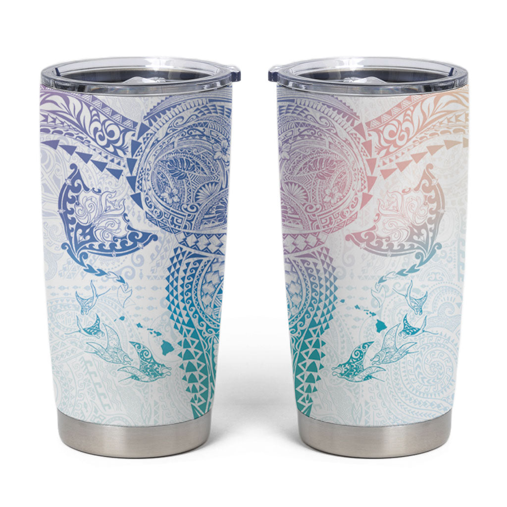 Hawaiian Manta Ray Tribal Tumbler Cup Polynesian Art Motifs Sweet Pastel LT03 Multicolor - Polynesian Pride