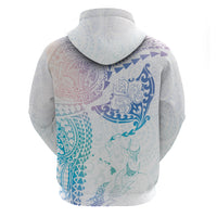 Hawaiian Manta Ray Tribal Zip Hoodie Polynesian Art Motifs Sweet Pastel LT03 - Polynesian Pride