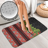 Maori Tukutuku Bathroom Set with Ferns Pohutukawa and Kowhai Tribal Moko Patterns