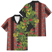 Maori Tukutuku Family Matching Puletasi and Hawaiian Shirt with Ferns Pohutukawa and Kowhai Tribal Moko Patterns