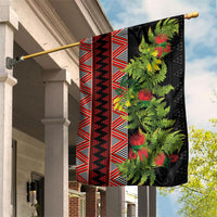 Maori Tukutuku Garden Flag with Ferns Pohutukawa and Kowhai Tribal Moko Patterns