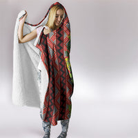 Maori Tukutuku Hooded Blanket with Ferns Pohutukawa and Kowhai Tribal Moko Patterns