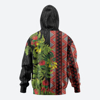 Maori Tukutuku Hoodie with Ferns Pohutukawa and Kowhai Tribal Moko Patterns