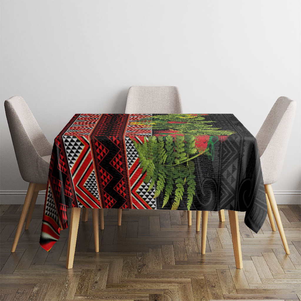 Maori Tukutuku Tablecloth with Ferns Pohutukawa and Kowhai Tribal Moko Patterns