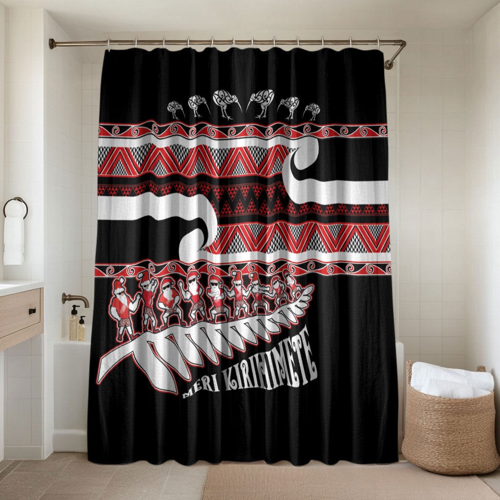 New Zealand Christmas Bathroom Set Funny Santa Claus Haka Dance with Tukutuku