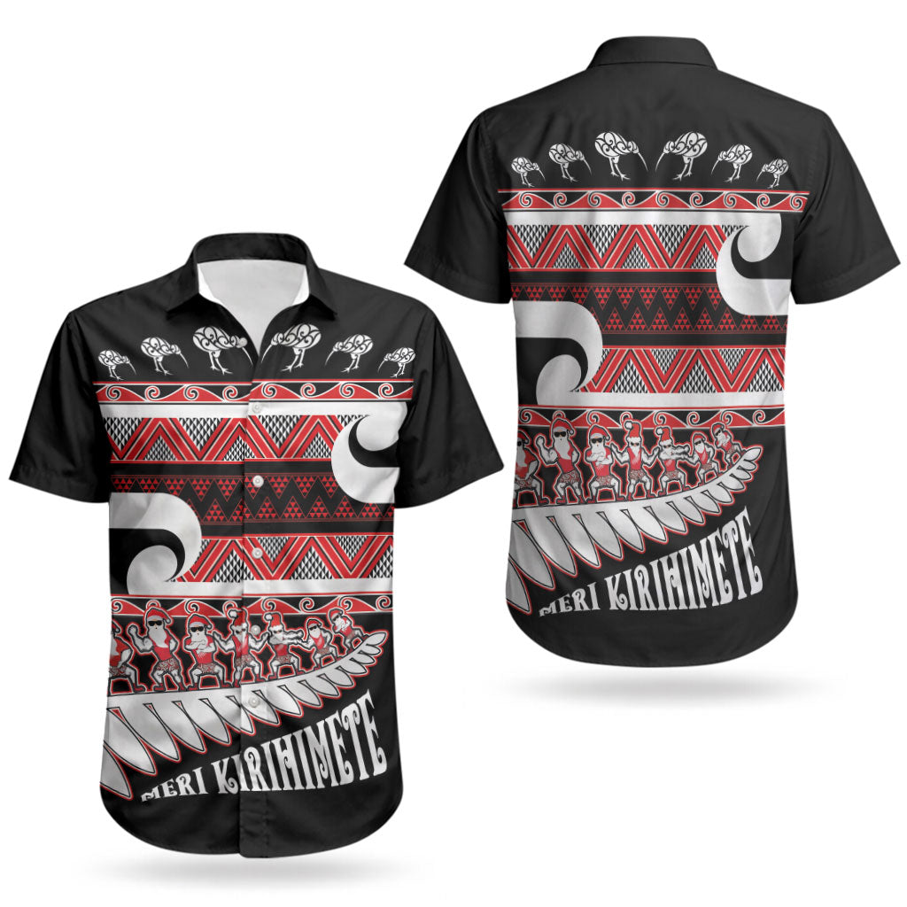 New Zealand Christmas Couples Matching Puletasi and Hawaiian Shirt Funny Santa Claus Haka Dance with Tukutuku