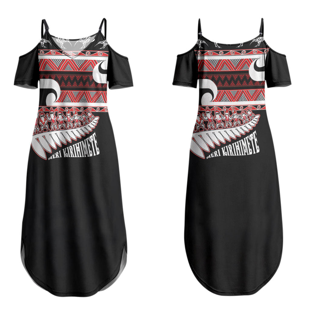 New Zealand Christmas Couples Matching Summer Maxi Dress and Hawaiian Shirt Funny Santa Claus Haka Dance with Tukutuku
