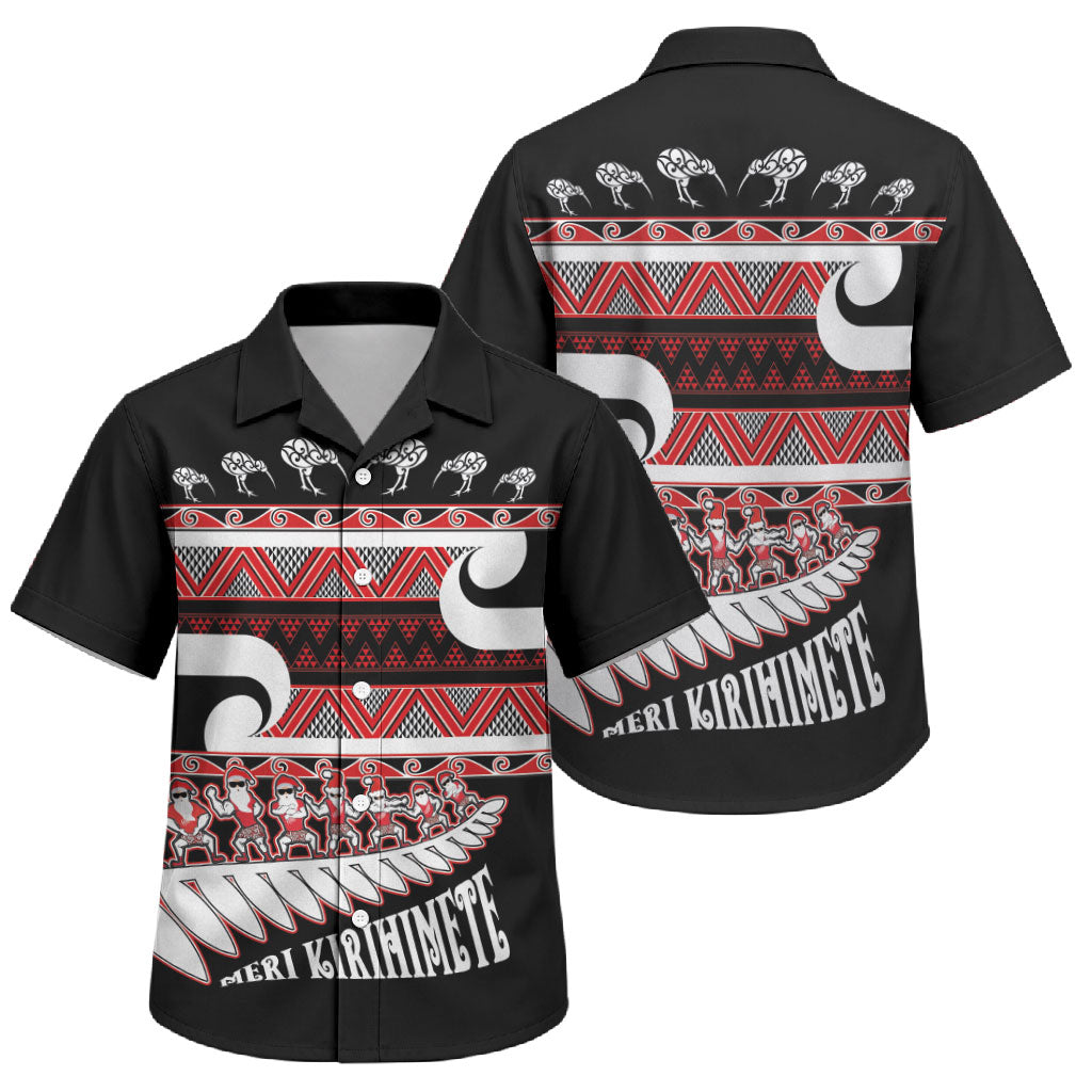New Zealand Christmas Family Matching Off The Shoulder Long Sleeve Dress and Hawaiian Shirt Funny Santa Claus Haka Dance with Tukutuku