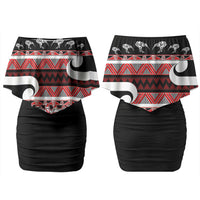 New Zealand Christmas Family Matching Off Shoulder Short Dress and Hawaiian Shirt Funny Santa Claus Haka Dance with Tukutuku