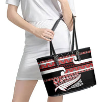 New Zealand Christmas Leather Tote Bag Funny Santa Claus Haka Dance with Tukutuku