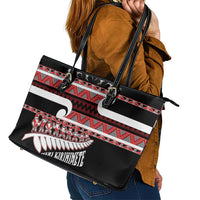 New Zealand Christmas Leather Tote Bag Funny Santa Claus Haka Dance with Tukutuku