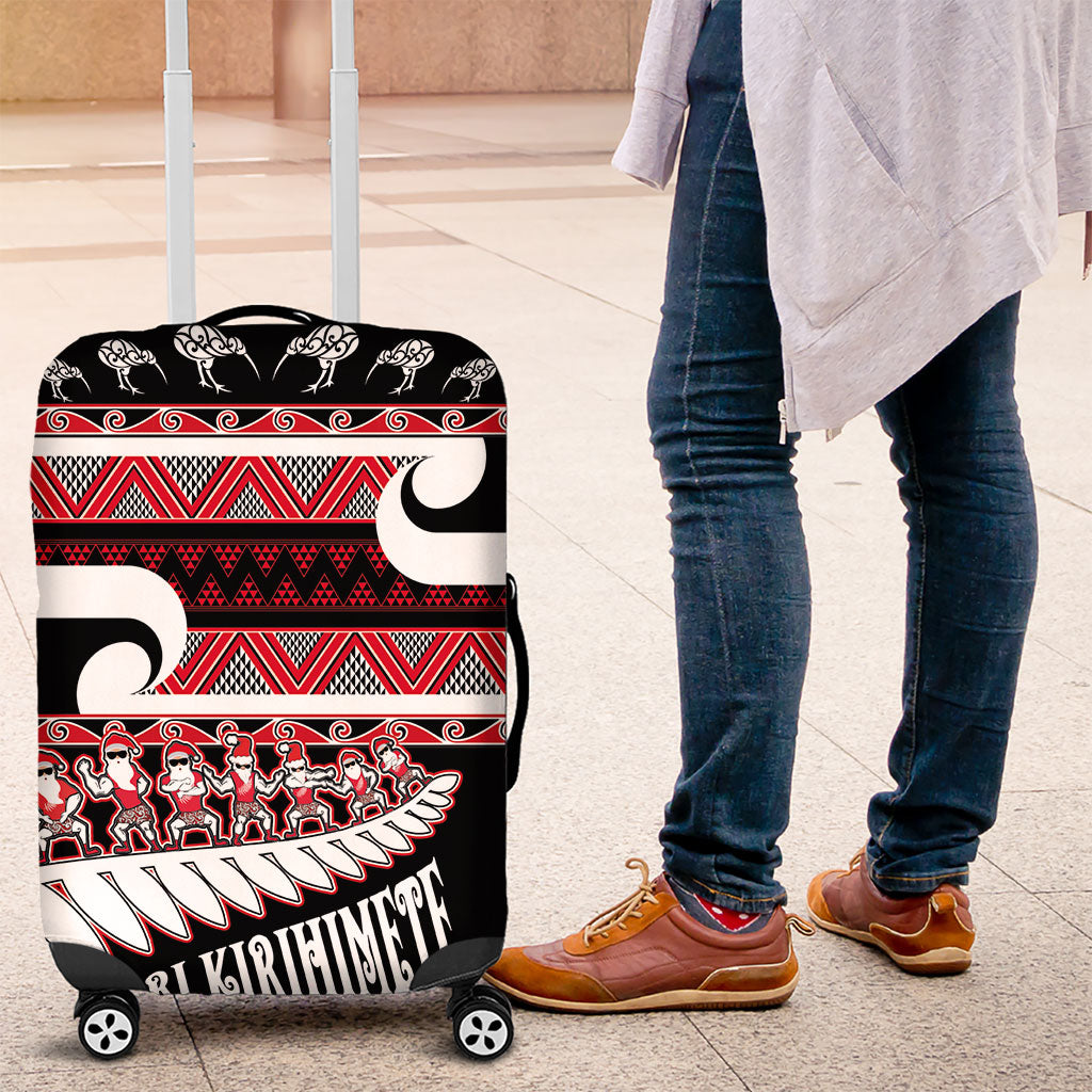 New Zealand Christmas Luggage Cover Funny Santa Claus Haka Dance with Tukutuku