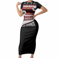 New Zealand Christmas Short Sleeve Bodycon Dress Funny Santa Claus Haka Dance with Tukutuku