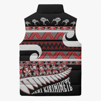 New Zealand Christmas Sleeveless Puffer Jacket Funny Santa Claus Haka Dance with Tukutuku