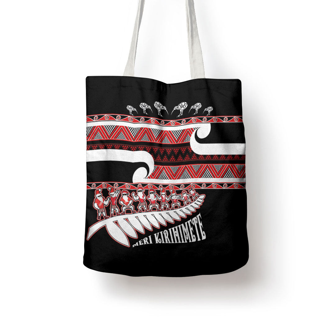 New Zealand Christmas Tote Bag Funny Santa Claus Haka Dance with Tukutuku