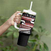 New Zealand Christmas Tumbler With Handle Funny Santa Claus Haka Dance with Tukutuku