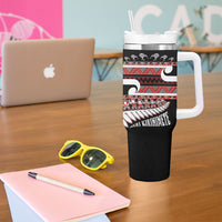 New Zealand Christmas Tumbler With Handle Funny Santa Claus Haka Dance with Tukutuku